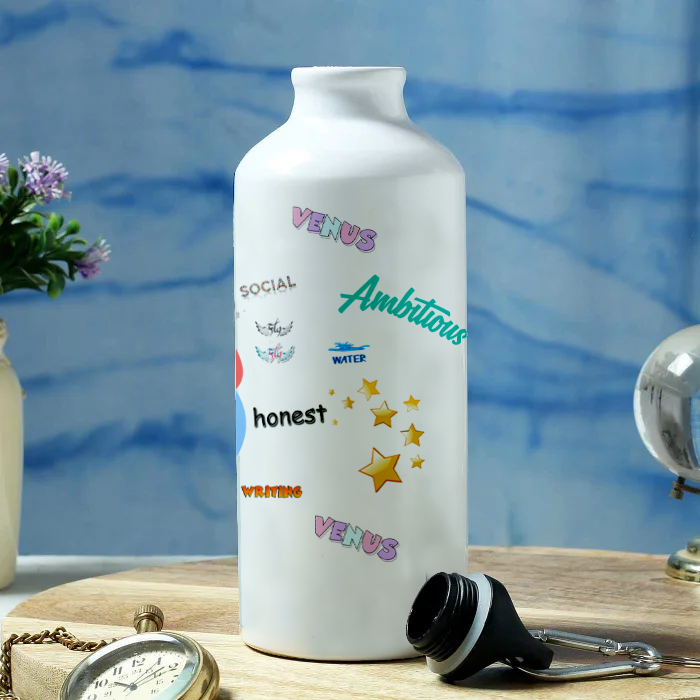 Modest City Beautiful Exclusive Libra Zodiac Sign Printed Aluminum Sports Water Bottle (600ml) Sipper