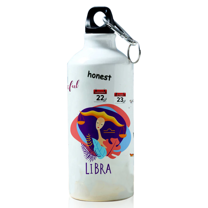 Modest City Beautiful Exclusive Libra Zodiac Sign Printed Aluminum Sports Water Bottle (600ml) Sipper