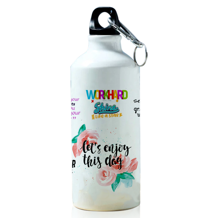 Modest City Beautiful Motivational Quote Design Printed Sports Water Bottles 600ml Sipper (Let's Enjoy This Day)