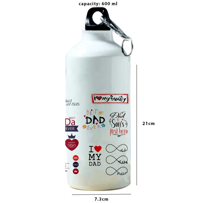 Modest City Beautiful 'Best Dad Ever | Happy Father's Day' Love You Design Printed Aluminum Sports Water Bottle (600ml) Sipper_007