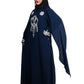 Beautiful Self Design Blue Embroidered Art Silk Abaya With Hijab_0608