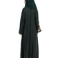 Beautiful Self Design Green Art Silk Abaya With Hijab_0807