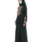Beautiful Self Design Green Art Silk Abaya With Hijab_0807