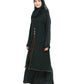 Beautiful Self Design Green Art Silk Abaya With Hijab_0808