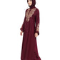 Beautiful Self Design Maroon Art Silk Abaya With Hijab_0810