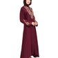 Beautiful Self Design Maroon Art Silk Abaya With Hijab_0810