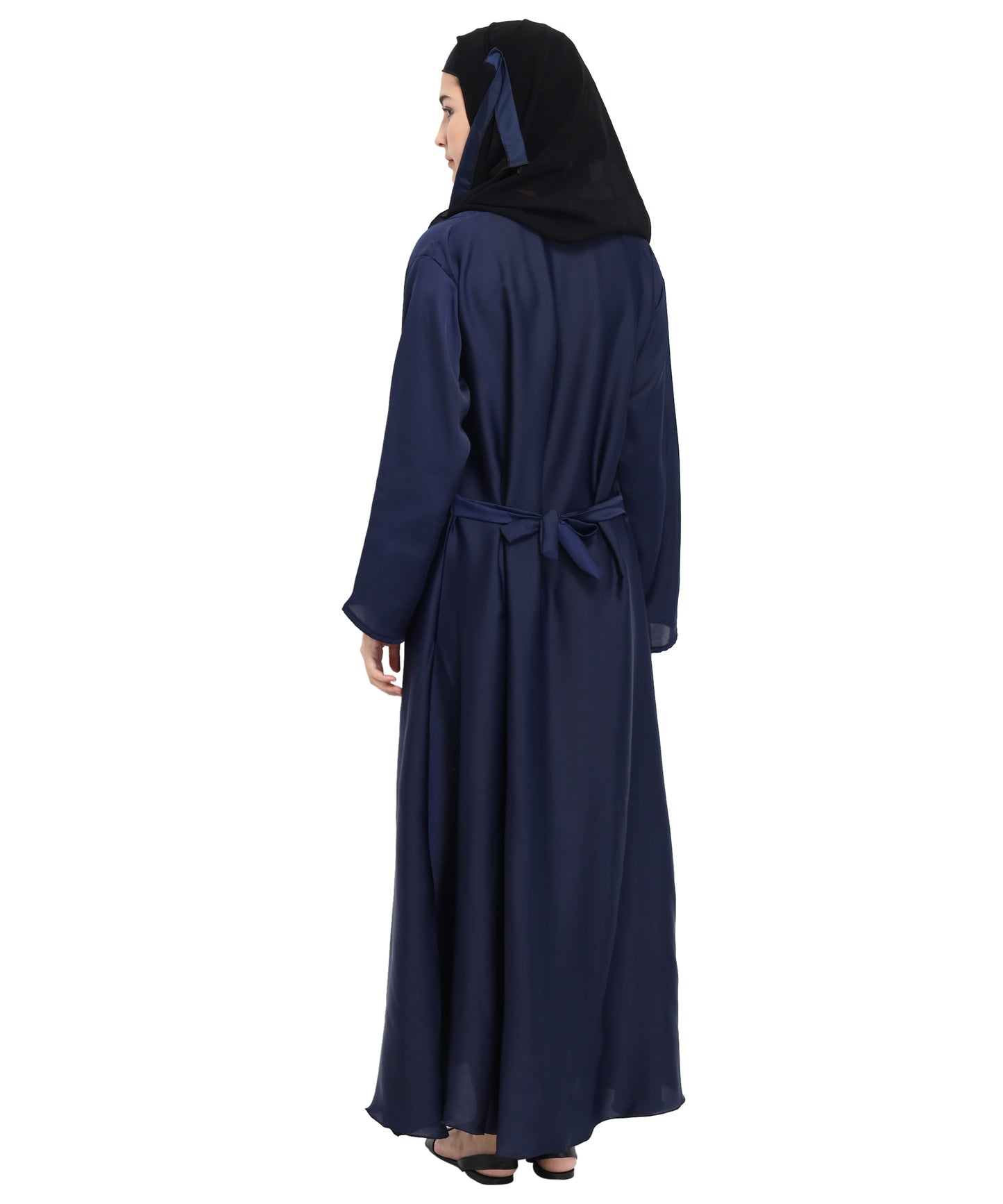 Beautiful Self Design Blue Art Silk Abaya With Hijab_0812
