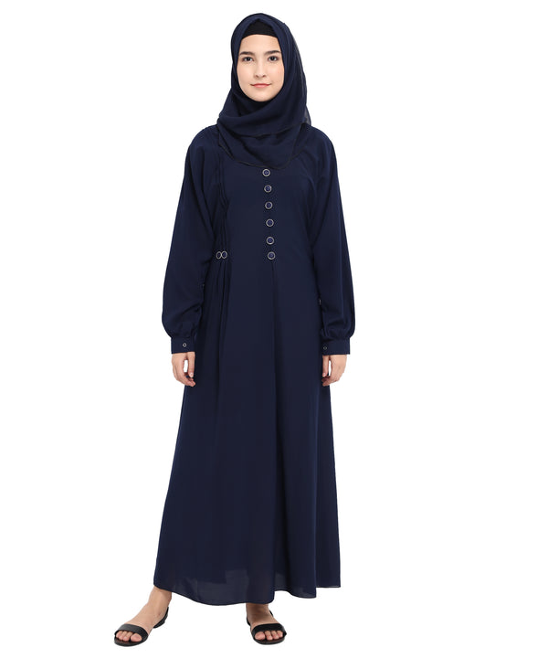 Beautiful Self Design Blue Crepe Abaya Without Hijab_0815