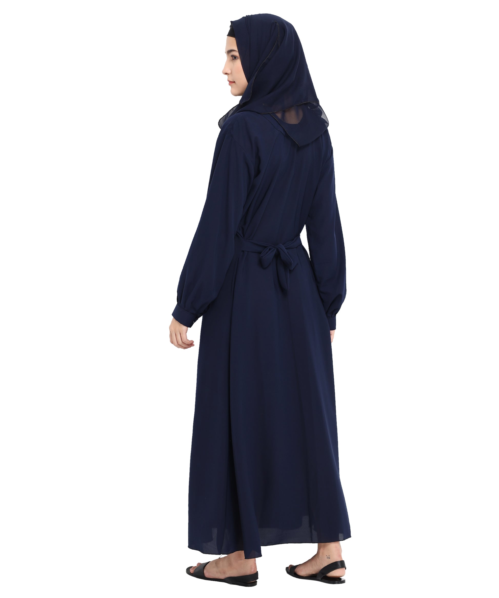 Beautiful Self Design Blue Crepe Abaya Without Hijab_0815