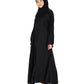 Beautiful Self Design Black Art Silk Abaya With Hijab_0824