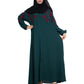 Modest City Selff Design Ramagreen With Red Leaf Abaya or Burqa With Hijab for Women & Girls-Series Laiba