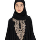 Beautiful Self Design Black Crepe Abaya With Hijab_0833