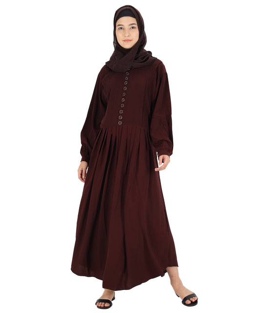 Beautiful Self Design Maroon Crepe Abaya Without Hijab_0834