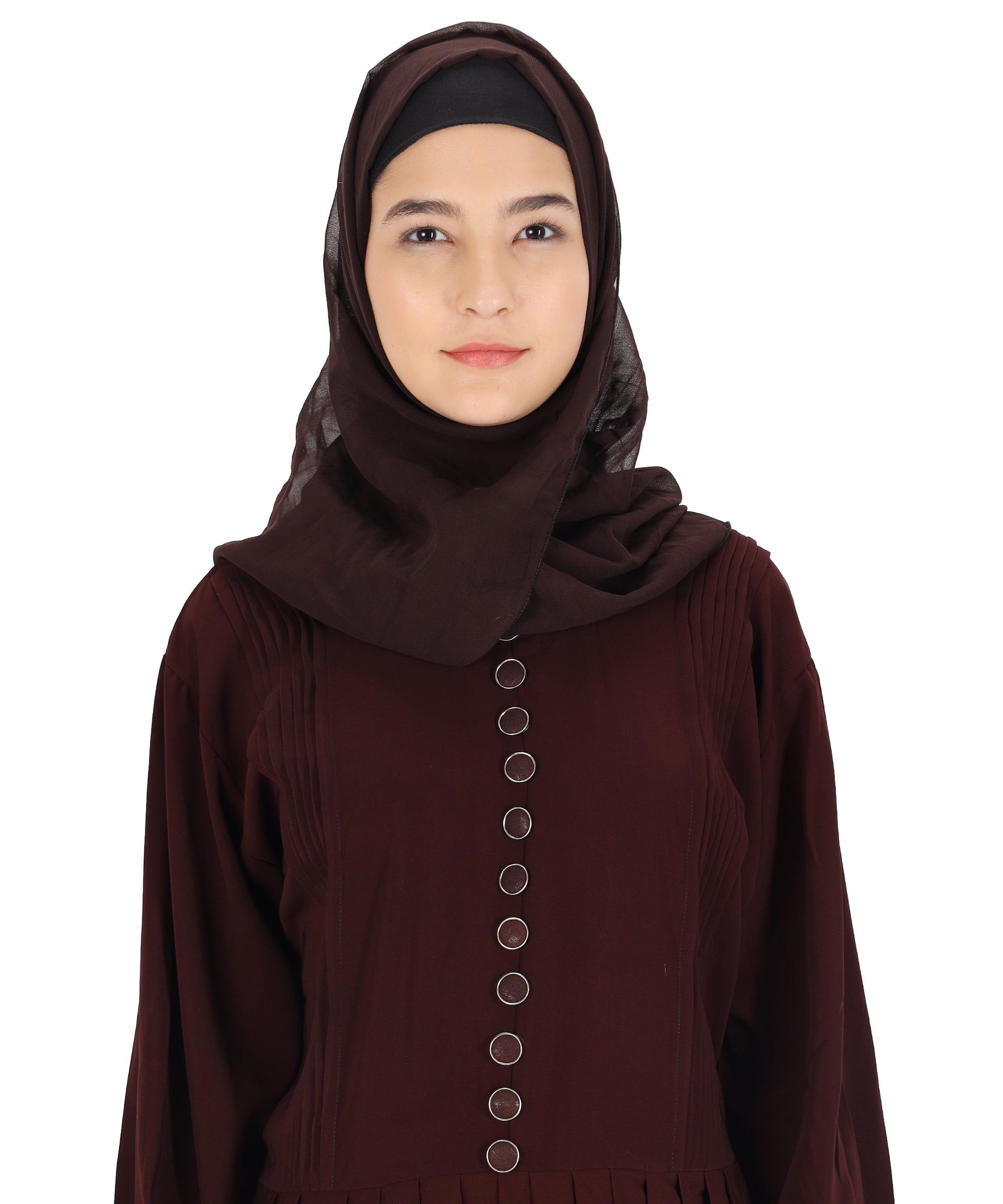 Beautiful Self Design Maroon Crepe Abaya Without Hijab_0834