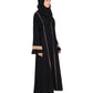 Beautiful Self Design Black Crepe Abaya With Hijab_0836