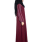 Modest City Self Design Maroon With White Sleeves Stripes Abaya or Burqa for Women & Girls-Series Laiba