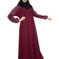 Modest City Self Design Maroon With White Sleeves Stripes Abaya or Burqa for Women & Girls-Series Laiba