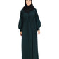 Beautiful Self Design Green Crepe Abaya Without Hijab_0841