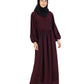 Beautiful Self Design Maroon Crepe Abaya Without Hijab_0842