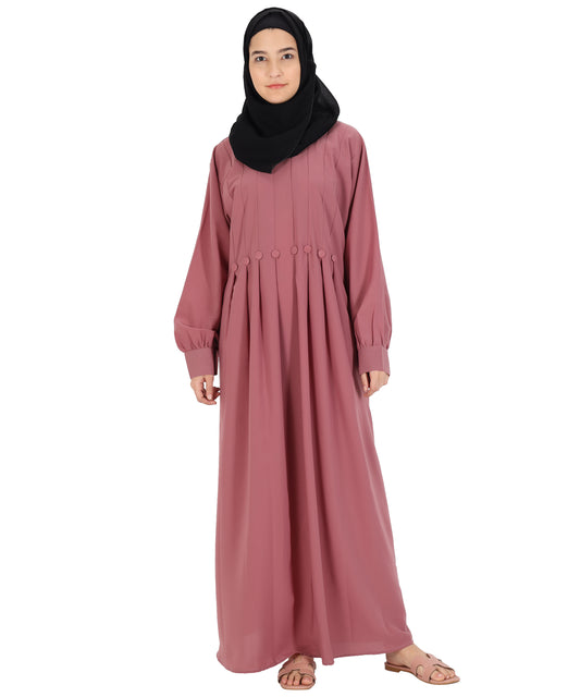 Beautiful Self Design Pink Crepe Abaya Without Hijab_0843