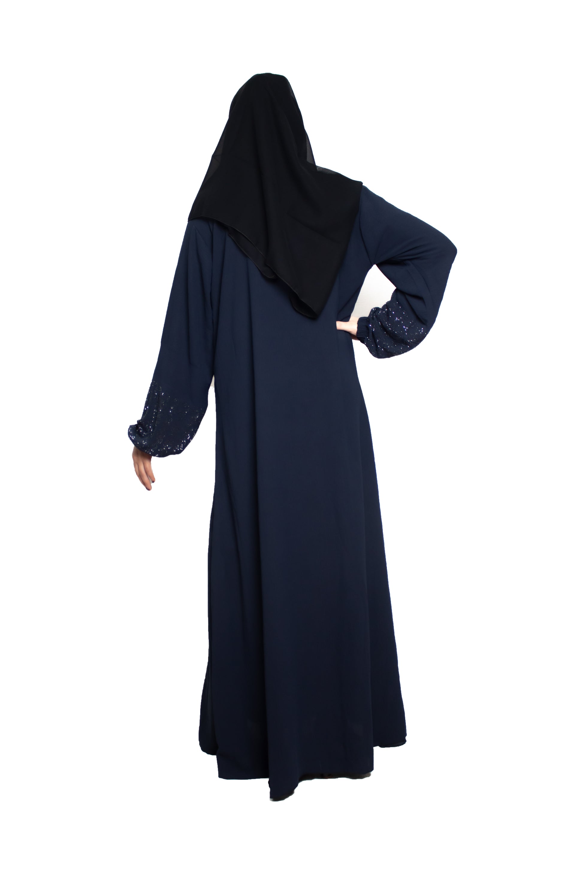 Modest City Self Design Plain Blue Cuff Nagg Abaya or Burqa for Women & Girls -Series Laiba