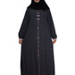 Modest City Self Design Dark Grey Plain Front Button Abaya or Burqa With Hijab for Women & Girls-Series Laiba