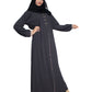 Modest City Self Design Dark Grey Plain Front Button Abaya or Burqa With Hijab for Women & Girls-Series Laiba
