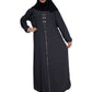 Modest City Self Design Dark Grey Plain Front Button Abaya or Burqa With Hijab for Women & Girls-Series Laiba