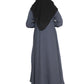 Modest City Self Design Plain Bottle Grey Front 4 Button Abaya or Burqa With Hijab for Women & Girls - Series Laiba