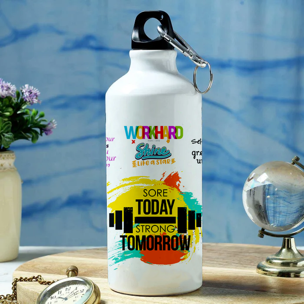 Modest City Beautiful Motivational Quote Design Printed Sports Water Bottles 600ml Sipper (Sore Today Strong Tomorrow)