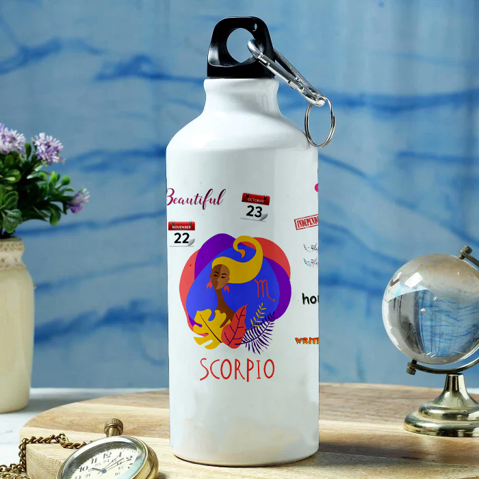 Modest City Beautiful Exclusive Scorpio Zodiac Sign Printed Aluminum Sports Water Bottle (600ml) Sipper