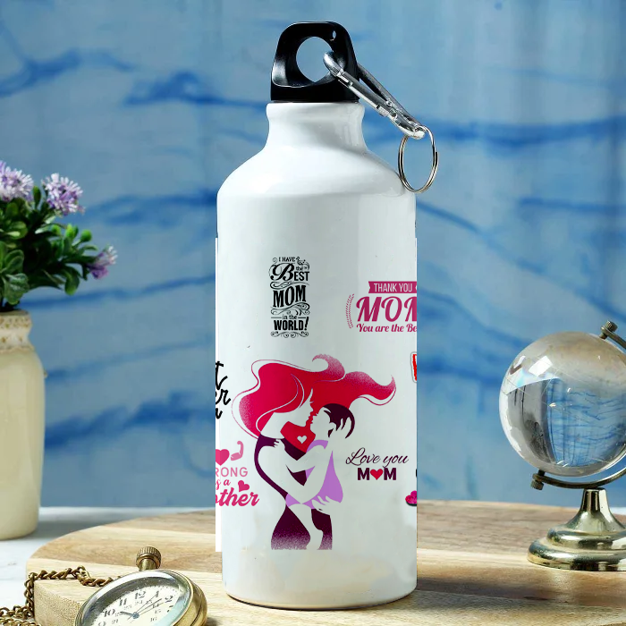 Modest City Beautiful 'Best Mom in the World | Love You Mom' Love You Design Printed Aluminum Sports Water Bottle (600ml) Sipper_008