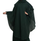 Modest City  Self Design Plain Green Farasha Nida Abaya or Burqa With Georgette Layer for Women & Girls-Series Laiba