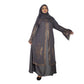 Beautiful Grey Stone Work Art Silk Abaya With Hijab