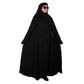 Beautiful Self Design Black Button Crepe Abaya With Hijab_0941
