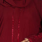 Beautiful Self Design Maroon Nag Work Abaya With Hijab_0944