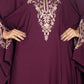 Beautiful Self Design Purple Embroidered Kaftan Crepe Abaya With Hijab_0959