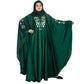 Beautiful Self Design Green Kaftan Art Silk Abaya With Hijab_0967