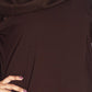 Beautiful Self Design Brown Frill Side Button Crepe Abaya With Hijab_0986