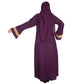 Beautiful Self Design Purple Frill Side Button Crepe Abaya With Hijab_0988