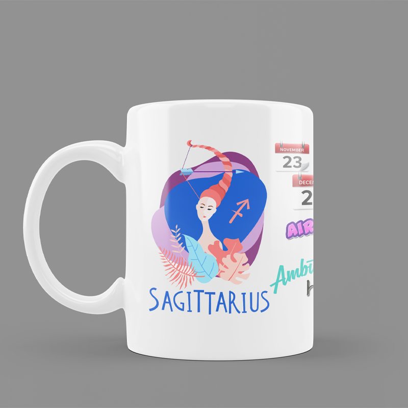 Modest City Beautiful Exclusive Sagittarius Zodiac Sign Round Ceramic Coffee Mug