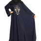 Modest City Beautiful Self Design Side Button / Chain Embroidery Crepe Fabric Blue Abaya or Burqa With Hijab for Women & Girls Series Laiba