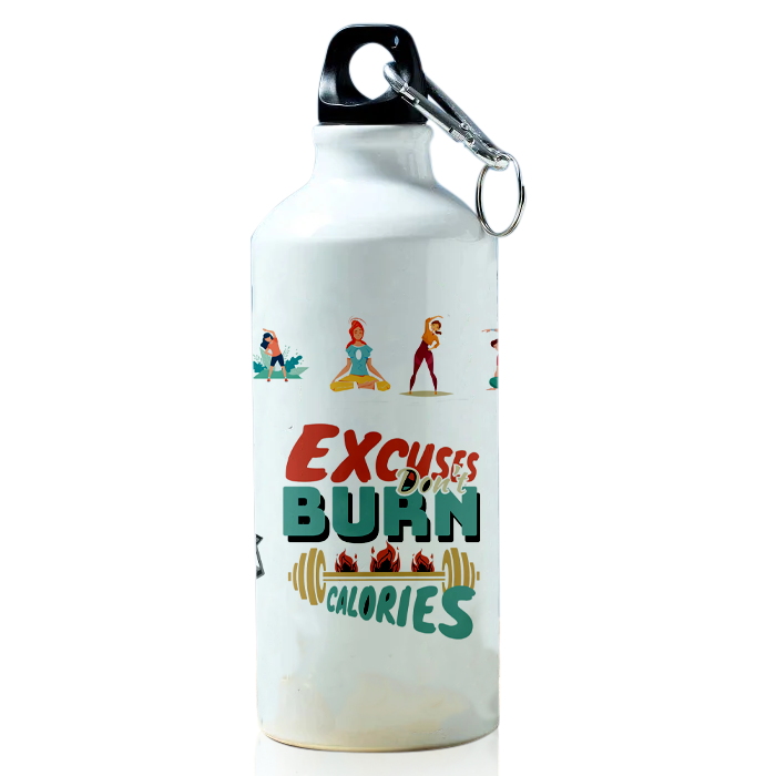 Modest City Beautiful Gym Design Sports Water Bottle 600ml Sipper (EXCUSES DON'T BURN CALORIES)