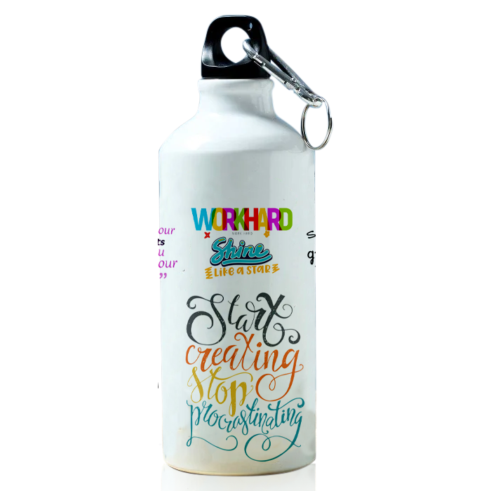 Modest City Beautiful Motivational Quote Design Printed Sports Water Bottles 600ml Sipper (Start Creating Stop Procrastinating)