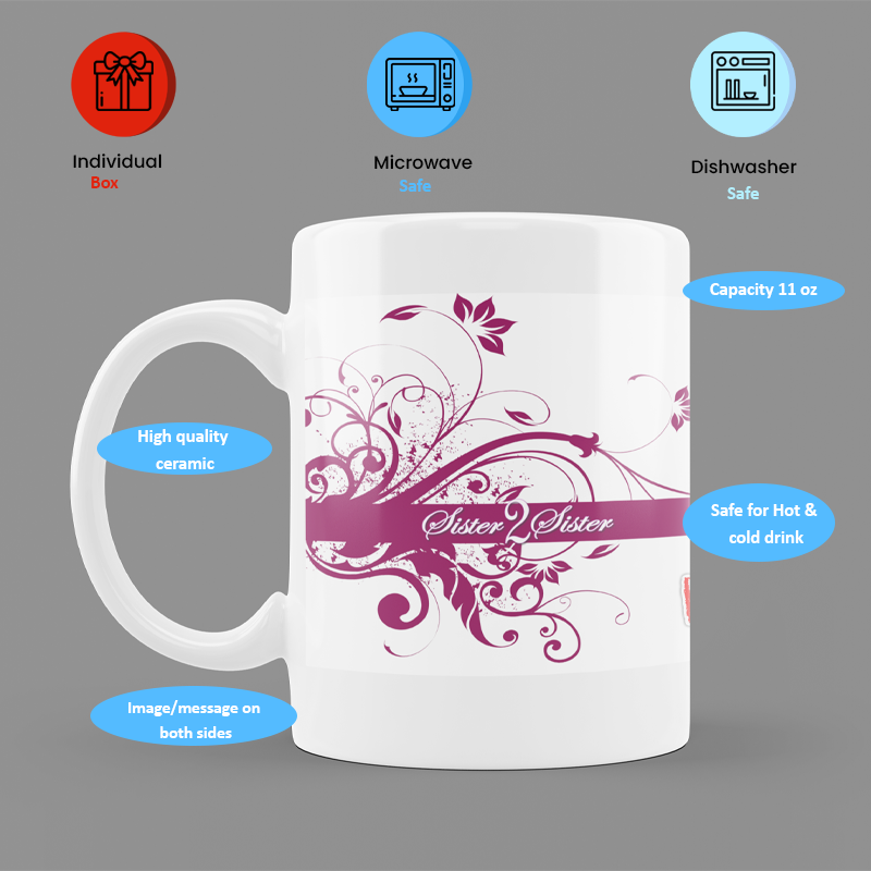 Modest City Beautiful 'Sister 2 Sister' Printed White Ceramic Coffee Mug_009