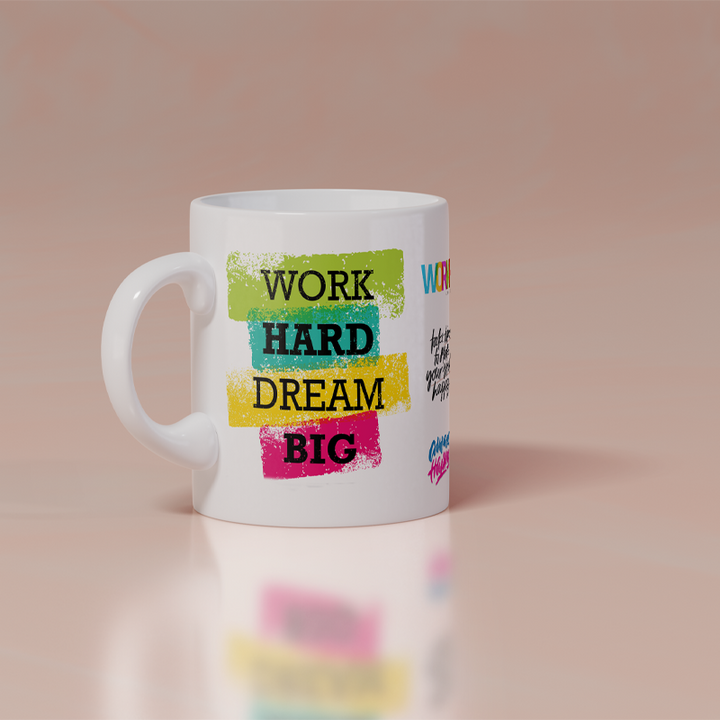 Modest City Beautiful Motivational Design Printed White Ceramic Coffee Mug (Work Hard Dream Big)