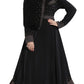 Beautiful Self Design Black Daman Moti Lycra Abaya With Hijab
