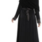 Beautiful Self Design Black Daman Moti Lycra Abaya With Hijab