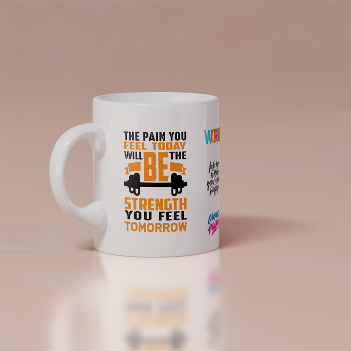Modest City Beautiful Motivational Design Printed White Ceramic Coffee Mug (The Pain You Feel Today Will Be The Strength You Feel Tomorrow)