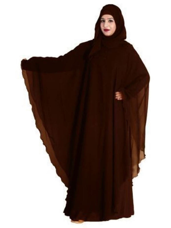 Beautiful Self Design Brown Farasha Art Silk Abaya With Hijab